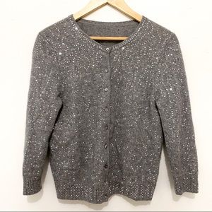 Gray sequin 100% cashmere cardigan sz S
